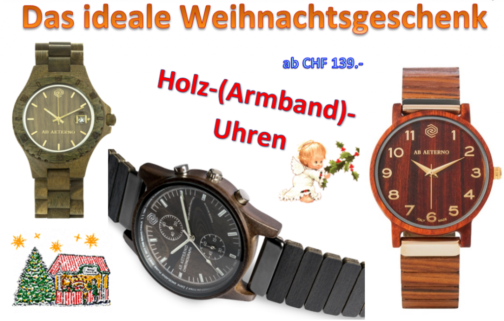 Holzuhren zu Weihnachten Holzuhren zu Weihnachten